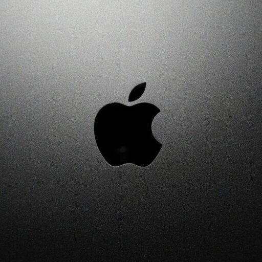 black apple logo on black surface